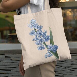 Dutch Hyacinth Vintage Floral Print Graphic Canvas Tote Bag